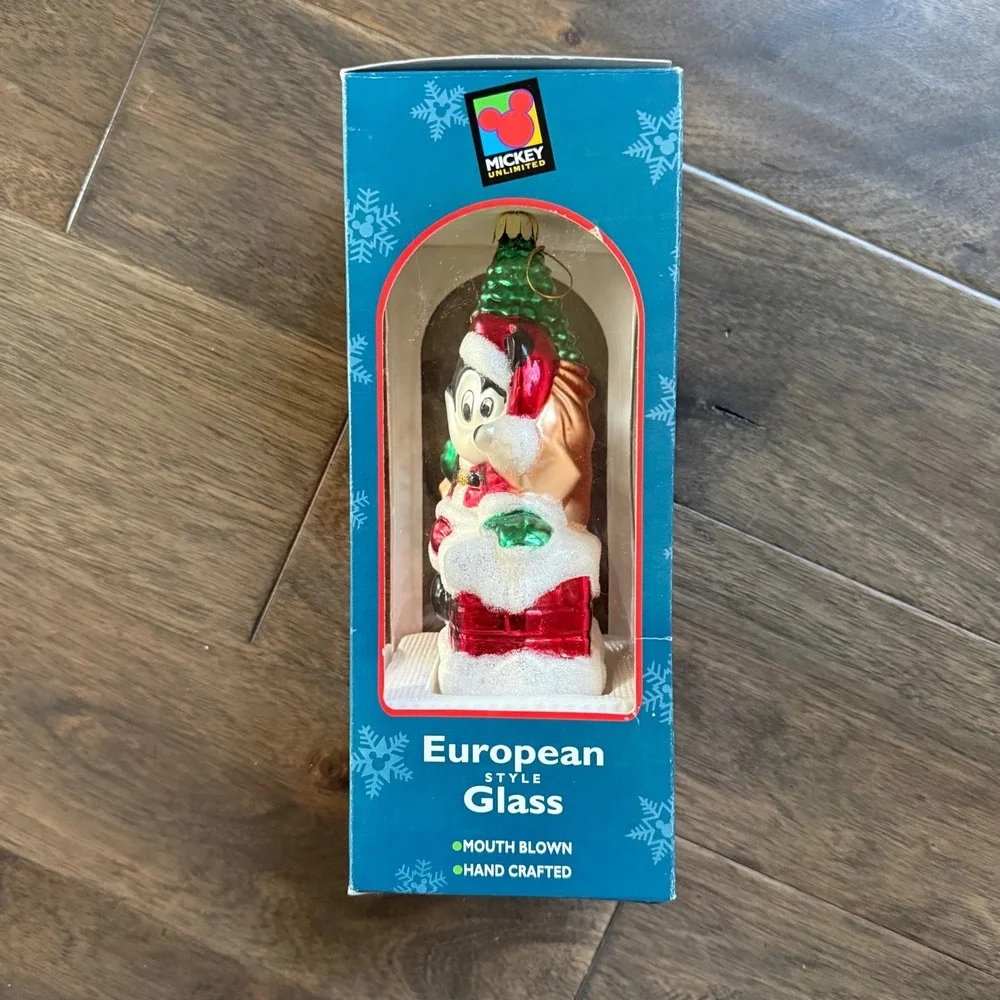 Vintage Mickey Unlimited‎ European Style Glass Christmas Ornament -Mickey Mouse